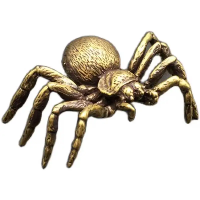 Solid brass spider new simulation spider play bronze Chinese old animal tea pet creative desktop ornaments