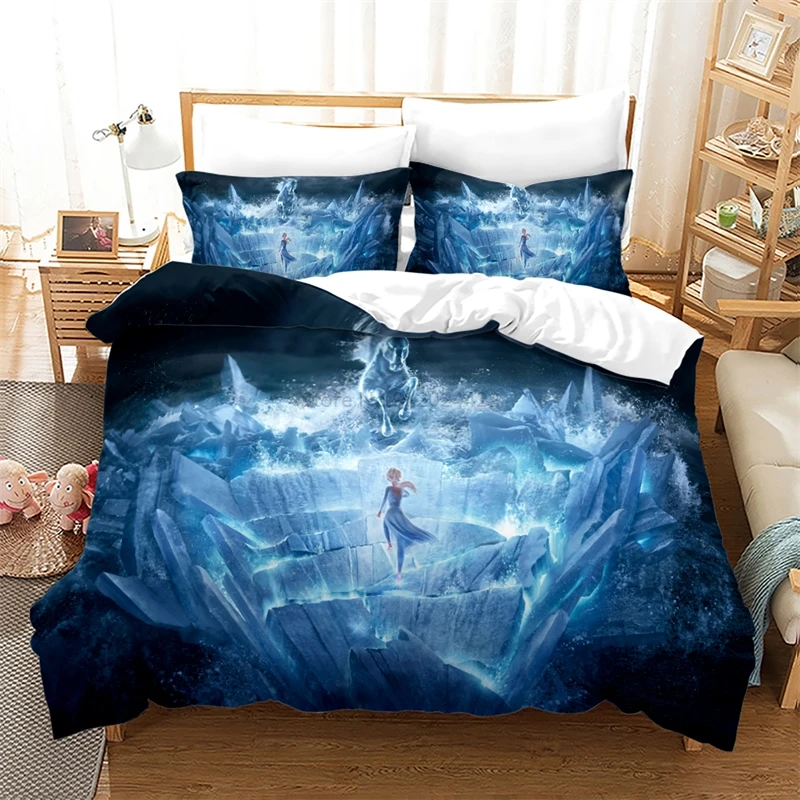 Duvet Cover Set Frozen Elsa Anna 3d Bedding Set Pillowcase King Size Bed Linen Family Cartoon Quilt Covers Sets for Home 220x240