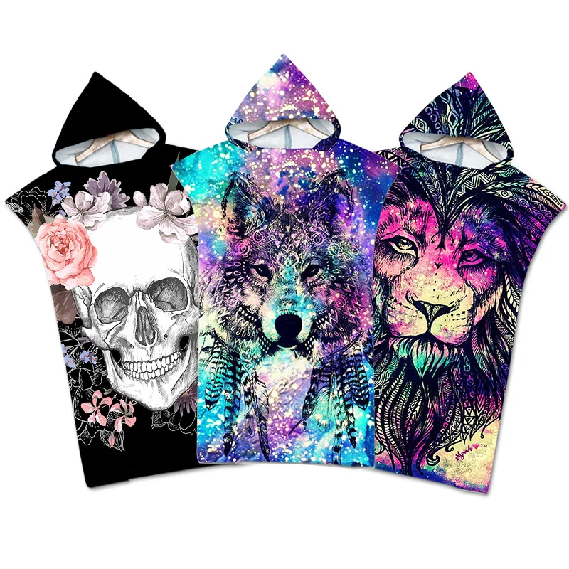 Полотенце-пончо женское пляжное полотенце-пончо для серфинга накидка с