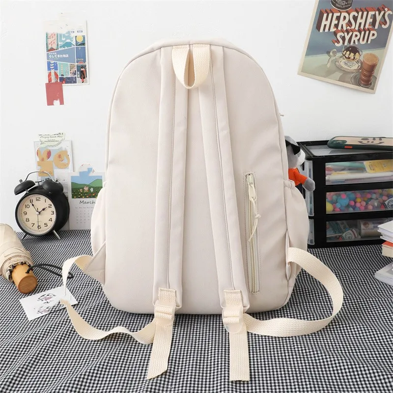 Women's Simple Casual Backpack High Quality Nylon School Bag Teen Girls Large Capacity Outdoor Travel Backpack Schoolbag