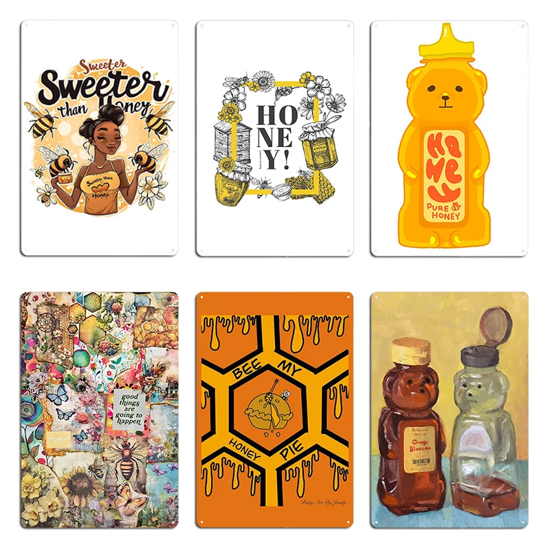 Американский мед Sweeter Than Honey Proud Girl Happy Bees and Flowers Металлическая вечеринка