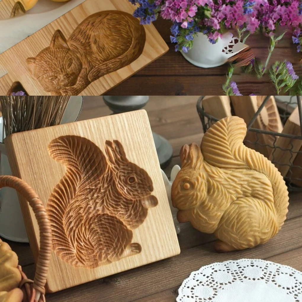 

Wooden Cookie Mold Cutter 3D Cake Embossing Baking Mold Wooden Gingerbread Cookie Moulds Press Cutter Bakery Gadgets