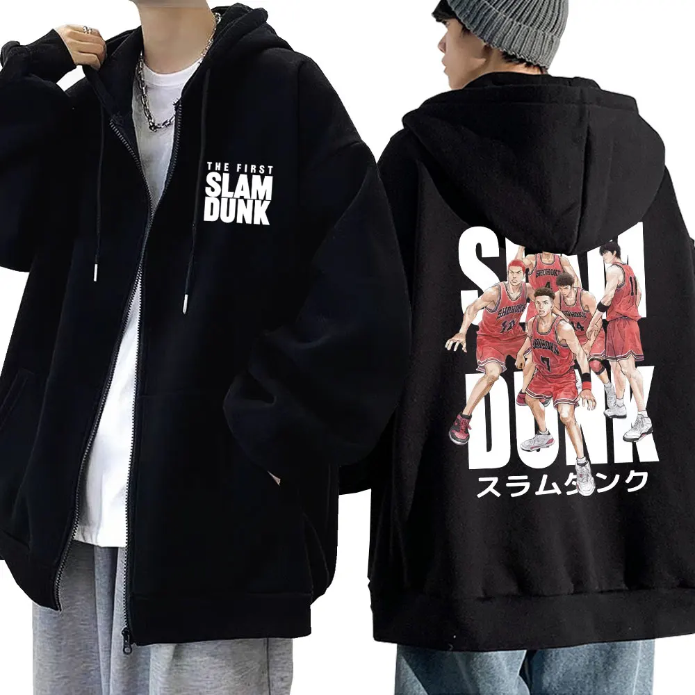 

Anime The First Slam Dunk Zipper Hoodie Sakuragi Hanamichi Kaede Rukawa Graphic Zip Up Jackets Men Women Sweatshirt Streetwear