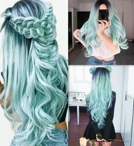 Длинные Ombre темно-рыжие волнистые вьющиеся термостойкие синтетические парики с