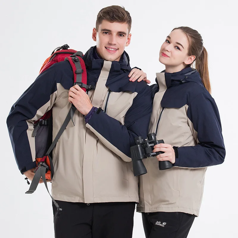 

Woman Ski Jacket Outdoor Men And Women Plus Velvet Thick Spring Autumn Winter Coat Detachable Two-piece Three-in-one Mountain
