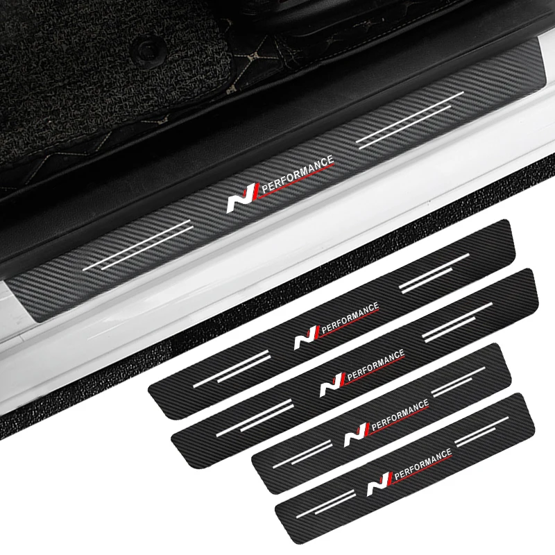 

For Hyundai N Performance 4Pcs Carbon Fiber Car Door Sill Protection Sticker Anti-scratch Refit sticker