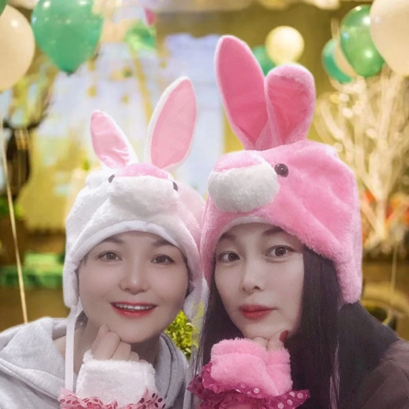 

066C аксессуары для пасхи, набор костюмов кролика, шапка с ушками кролика, плюшевые блестящие манжеты