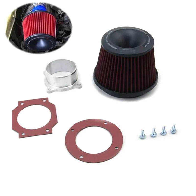 

Universal Car Air Cleaner Intake Filter 75mm Dual Funnel Adapter Accessories