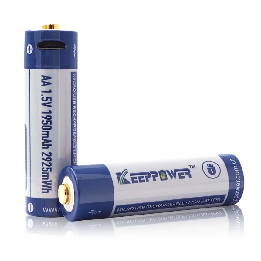 

2pcs Original Keeppower AA 14500 Rechargeable Li-ion Battery 1950mah 1.5V Micro USB LED Flashlight Accessories