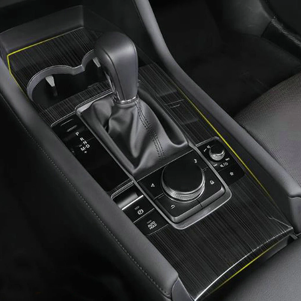 

Ручка переключения передач для Mazda 3 Sedan 2019-2023, консоль, медиапанель, крышка, отделка, черные молдинги из титановой стали для салона автомобил...
