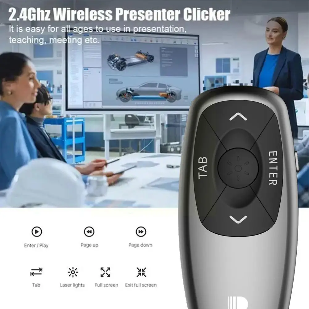 

Doosl 2 4GHz 100m Wireless Mini Presenter Clicker PPT Auto Pen Flip Controller Pointer Volume Turn Sleep Remote Z0E6