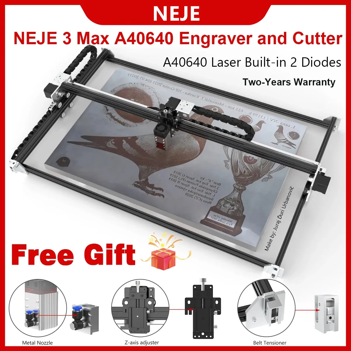 

NEJE 3 Max A40640 Laser Engraver 460*810mm CNC Router Cutting Machine Engraving Machine Lightburn Wireless App Control DIY Wood