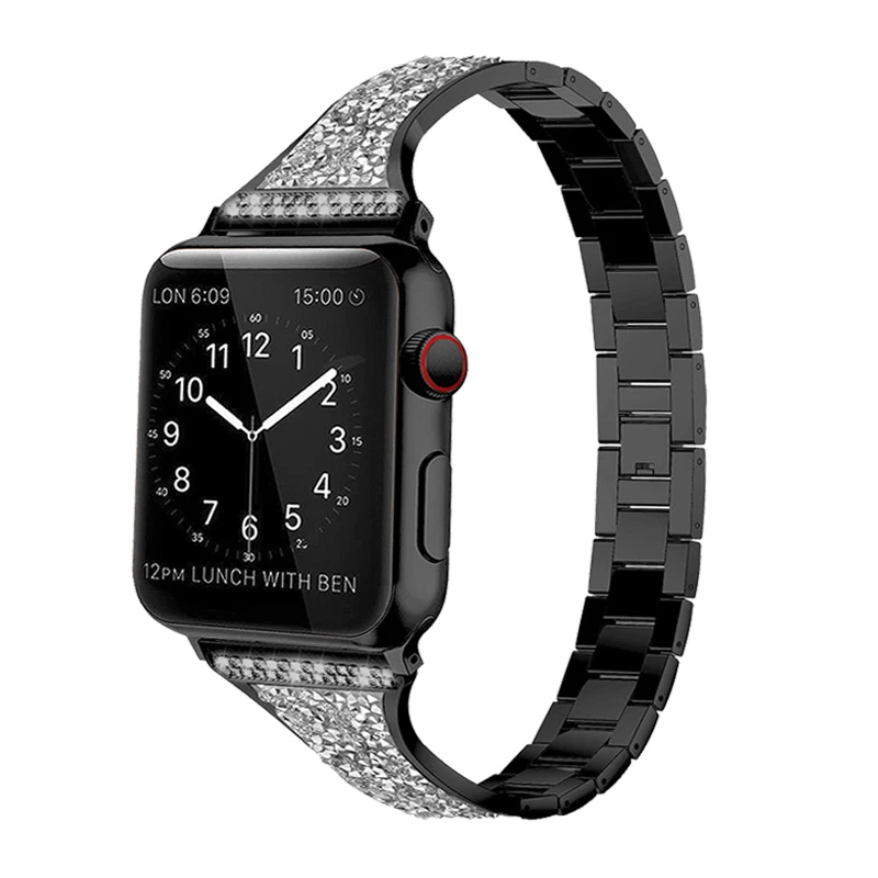 Slim Diamond strap for Apple Watch band 7 6 5 4 Stainless steel bracelet wrist belt Iwatch series 45mm 41mm 44mm 42mm 40mm 38mm