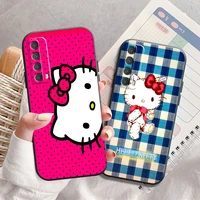 cute hello kitty kromi phone case for huawei y7s y9a y6 2019 y7p 2020 y8s y7 2019 y9 2019 black back liquid silicon soft