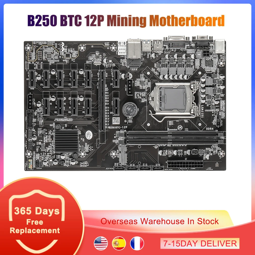 

Набор материнской платы для майнинга BTC B250, LGA 1151 DDR4 12 PCIE 1x 16x, графическая карта GPU G3090, кулер для охлаждения процессора ETH, установка для майнин...