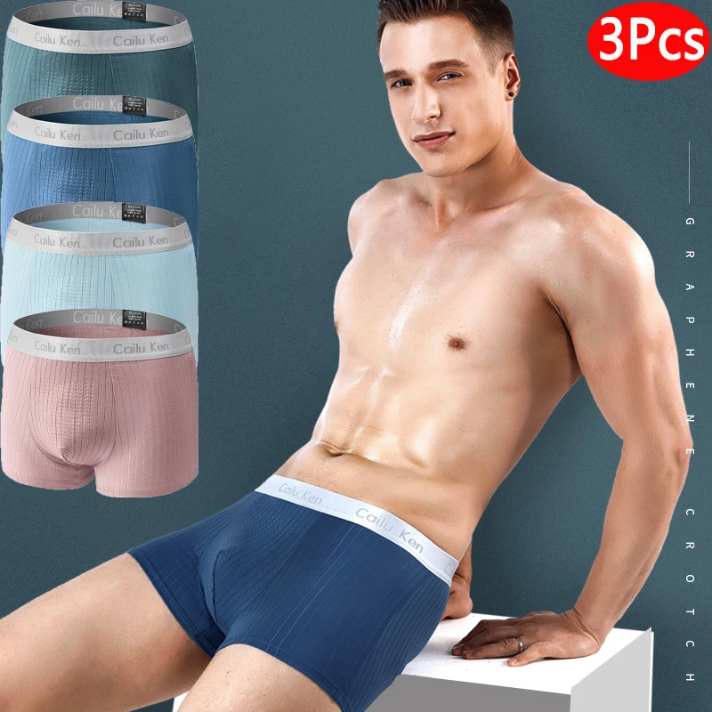 

3pcs/lot Men's Panties Modal Graphene Underwear Boxers Male Shorts Underpants Slip Man Sexy Pouch Classic Trunks Summer M-3XL