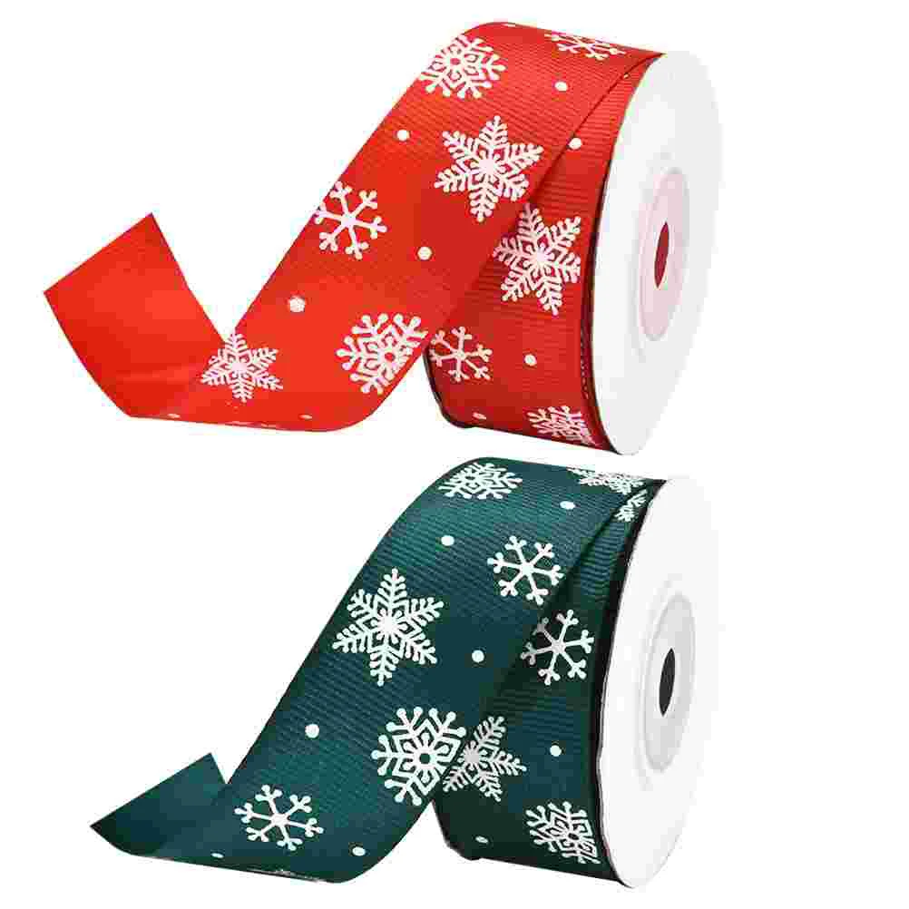 

2 Rolls Christmas Ribbon Gift Packaging Ribbon Printing Wrapping Ribbon