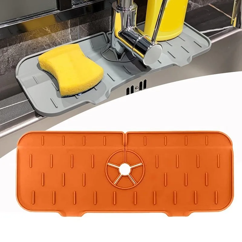 

1pcs/2pcs Faucet Food Grade Silicone Drain Pad Washbasin Bathroom Splash Kitchen Sink Absorbent Drain Storage Mat Portable