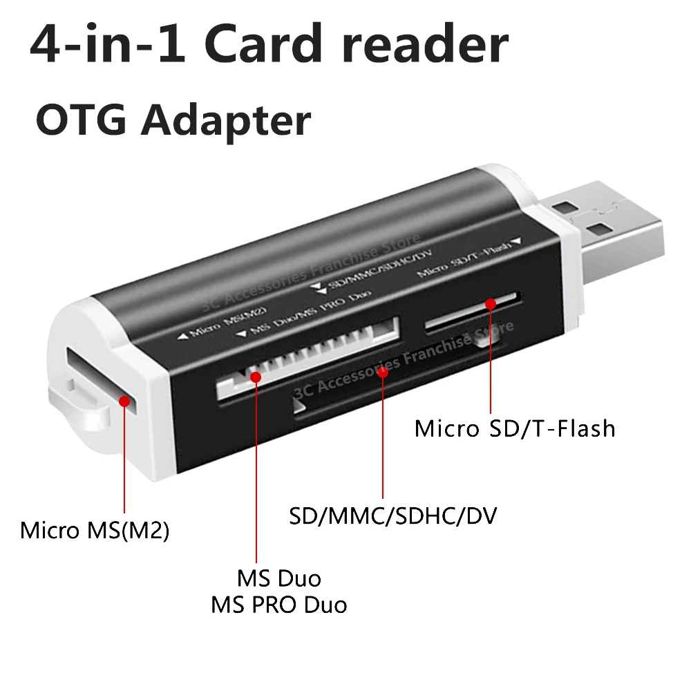 

4 в 1 устройство для чтения карт Micro SD, SD/TF/MS/MD на USB 2,0/
