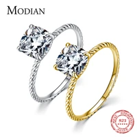 modian high quality 925 sterling silver wedding ring luxury square cushion cut cz finger rings for women engagement jewelry