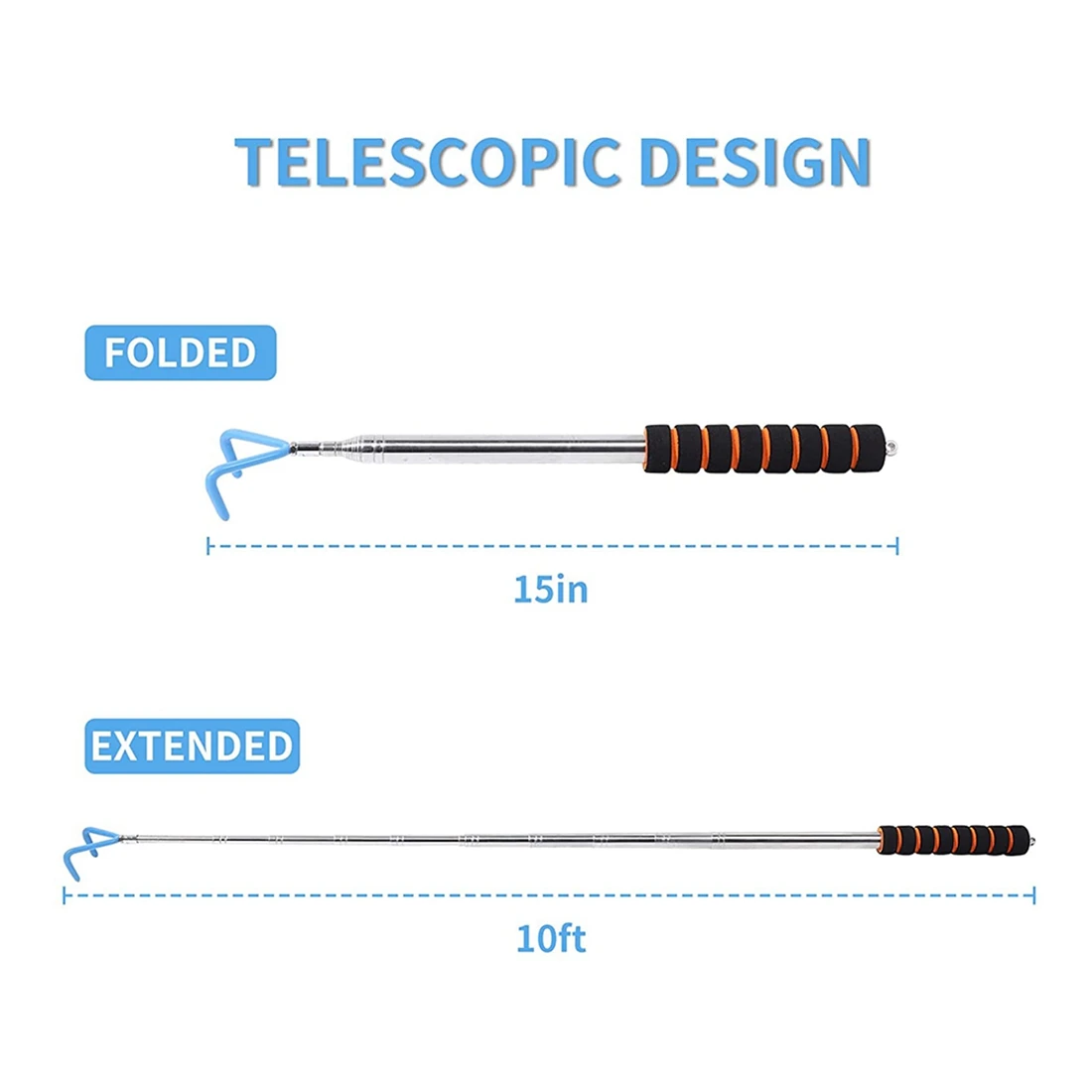 Портативный Телескопический Ретривер 10 футов с прочным крючком