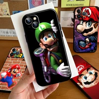 super mario bros phone case for iphone 13 12 11 pro max 12 13 mini x xr xs max 6 7 8 plus black liquid silicone cover funda