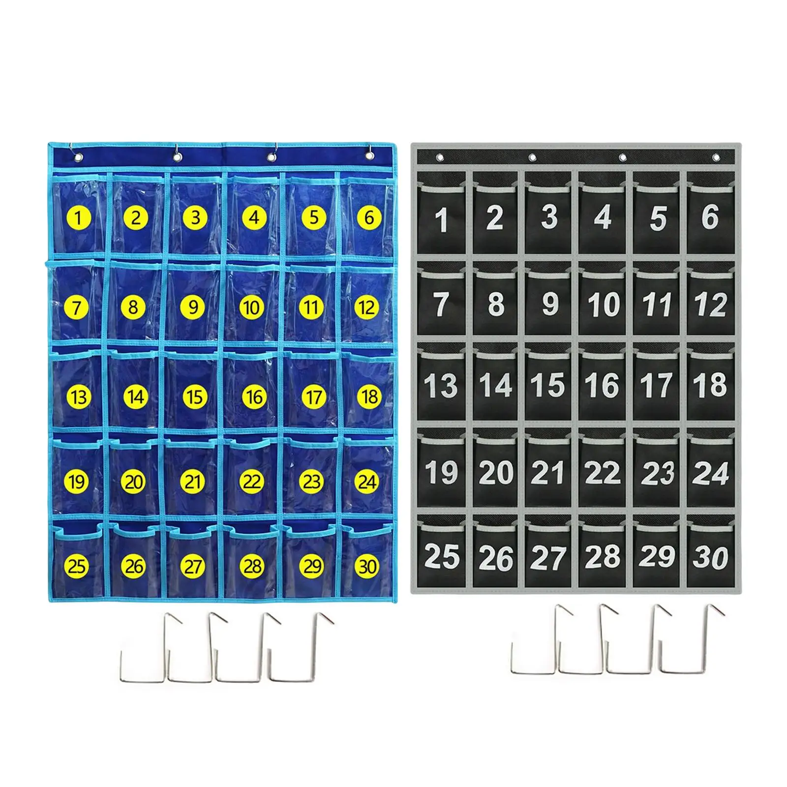 

Numbered Pocket Chart Wall Hanging with 30 Clear Pockets Phone Calculator Holder Underwear Sock Storage Closet Jewelry Organizer