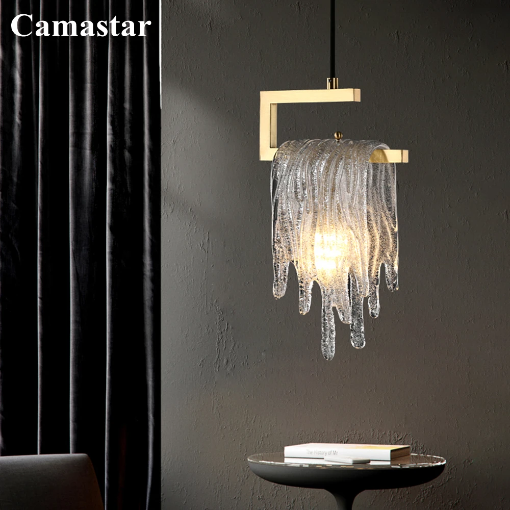 

Luxury Icicle Glass Cord Pendant Light LED Brass Modern Small Hanging Lamp Home Decor Bedside Dining Room Light Fixture Lustre