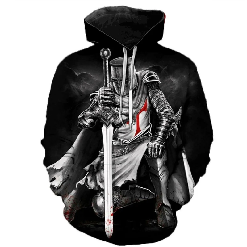 

Mens Womens Fashion Casual Hoodie Sweatshirts Streetwear Oversized Sweatshirts Outerwear Newest Knights Templar 3D Print Hoodie