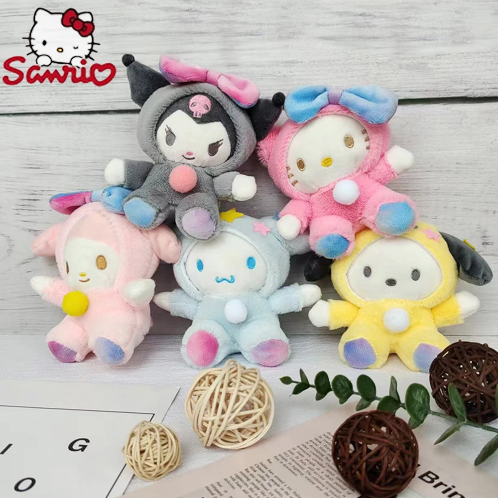 

Sanrio Kuromi Hello Kitty 15Cm Keychain Cinnamoroll Cross Dressing Plush Doll Kawaii My Melody Anime Cartoon Plushie Toy Gift