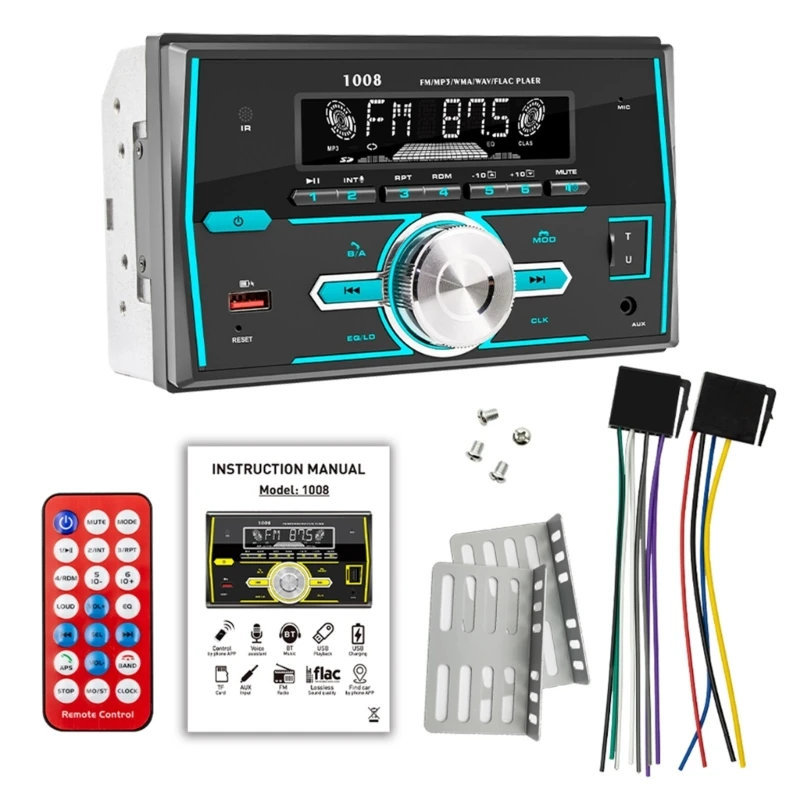 

Автомагнитола с поддержкой FM-радио/USB/TF, 4x6, 0 Вт, 7 цветов, 12 ~ 14,4 В, E8BC