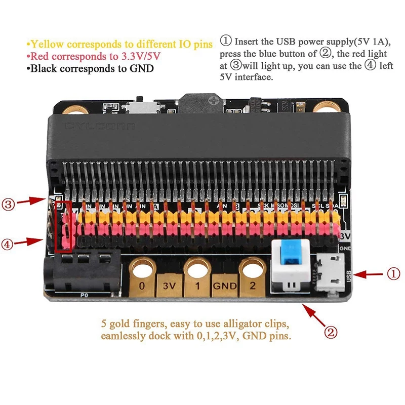 Плата расширения Micro-Bit IOBIT V2.0 прерывающий адаптер экран с зуммером для BBC Micro:Bit