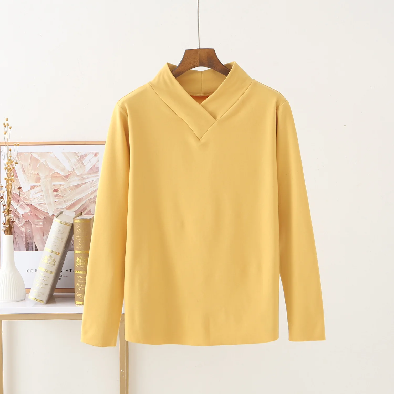 Warm Clothing Thermal Top V-neck Autumn Winter Underwear Women Viscose Bottoming Shirt Simple Soft Fashion Casual Outing Wearing