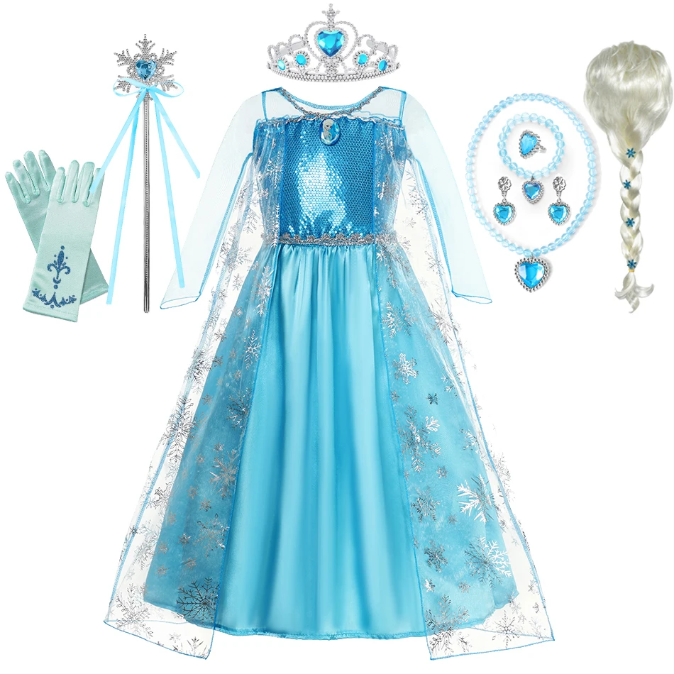 Платья принцессы Эльзы и Анны Холодное сердце для девочек Аврора Белль