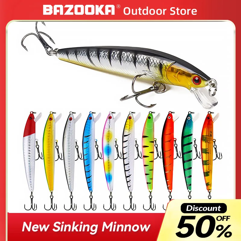 

Bazooka Black Floating Minnow Fishing Lure Popper Hard Bait Carkbait SwimBaits Wobblers Jig Perch Pike Bass Trout Baits