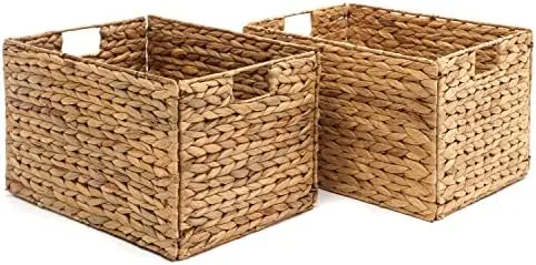 

Foldable Rectangle Woven Wicker Basket Bins for Storage by (Set of 4)