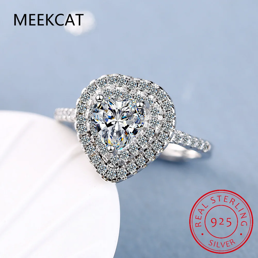 Кольцо в форме сердца с муассанитом для женщин сверкающие свадебные кольца