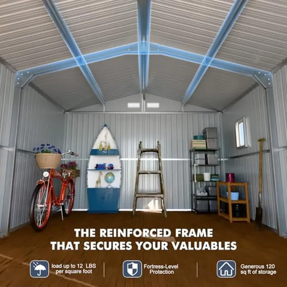 Металлический навес 12x10x7 футов для наружного хранения с полупрозрачными