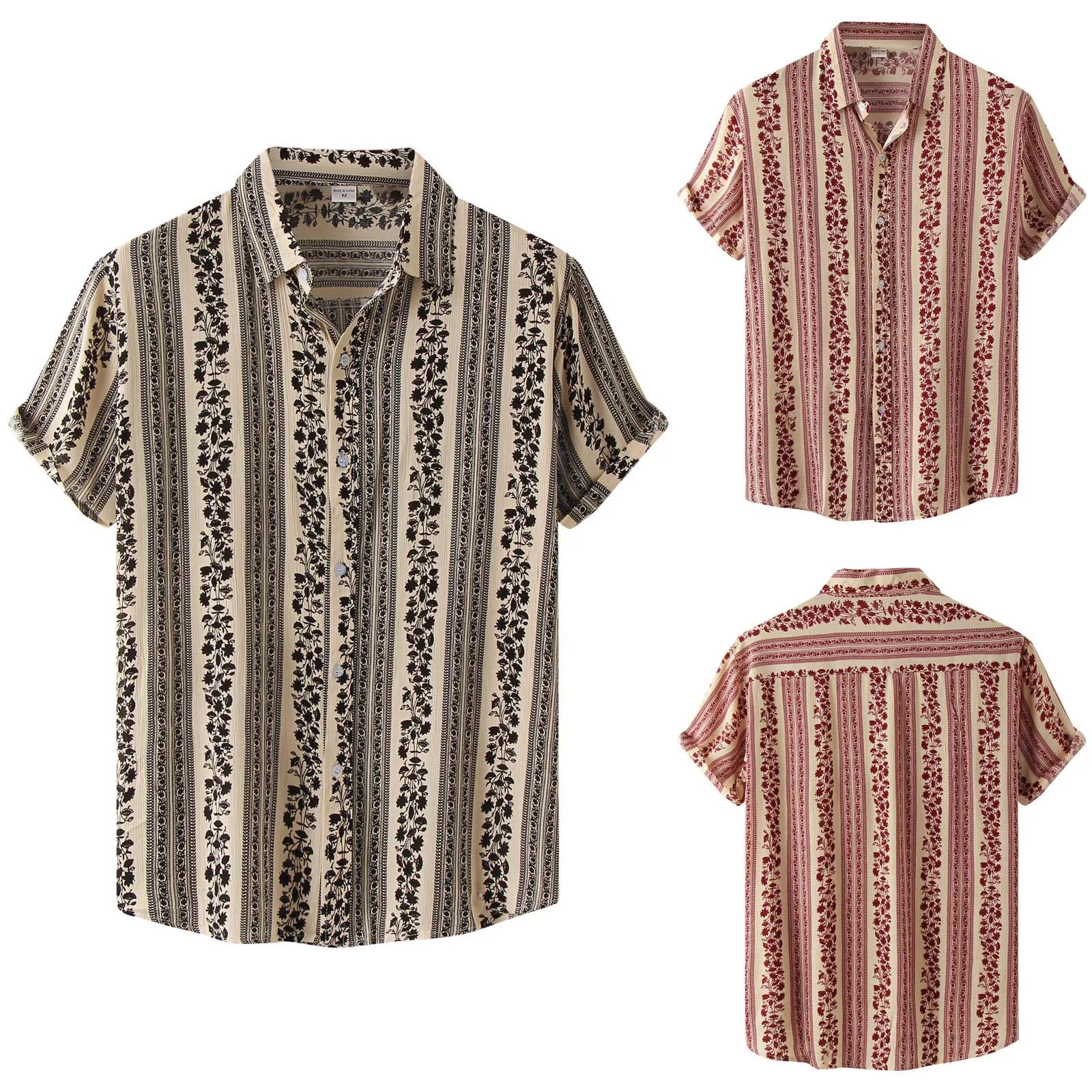 

Shirt with Long Sleeve Male Summer Casual Floral Print Shirt Short Sleeve Turn Down Collar Shirt Mens Short Sleeve Black Tee