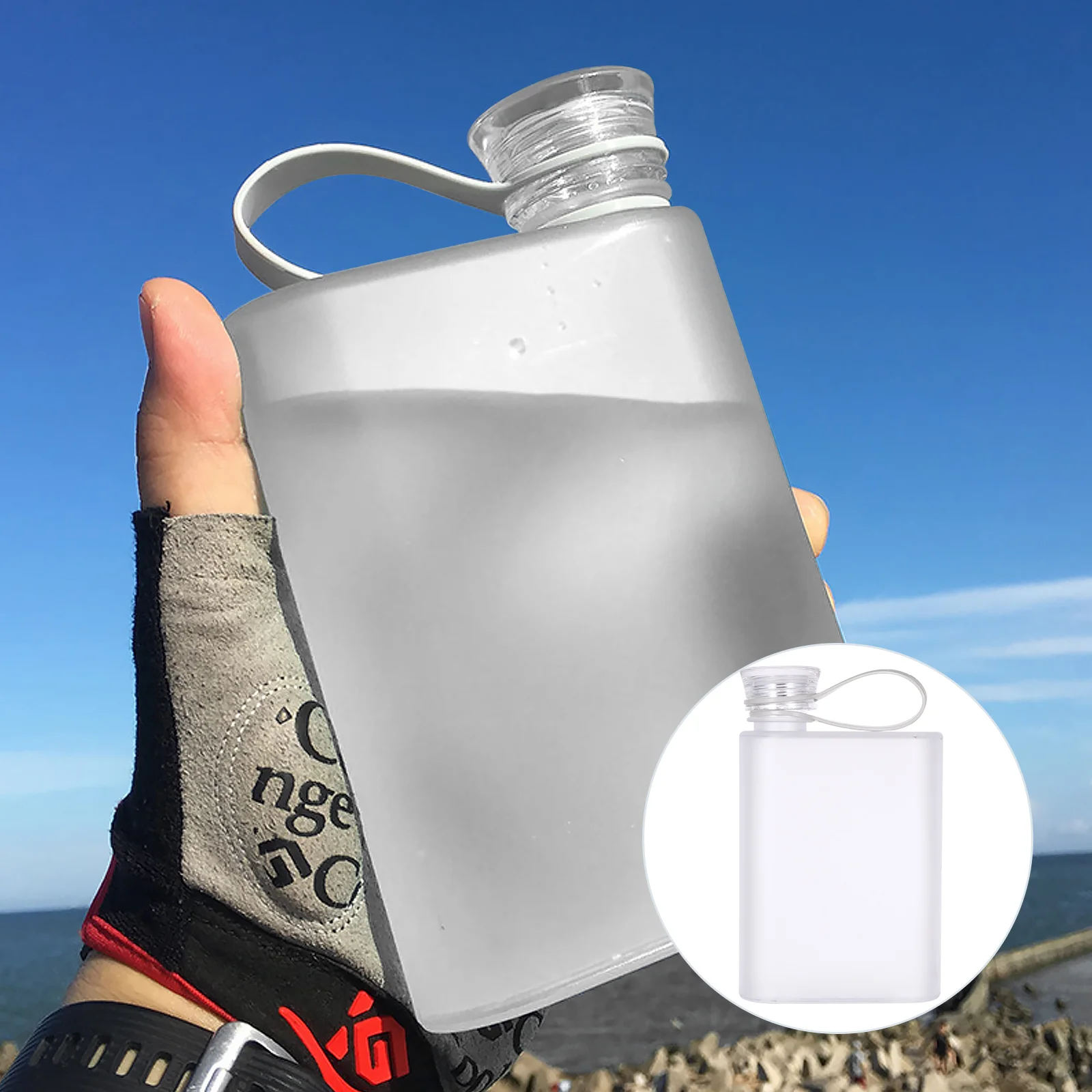 

Hiking Flask Bottle Travel Water Bottle Camping Water Bottle Leakproof Water Bottles Kettle Sports Flat Portable Travel Mug