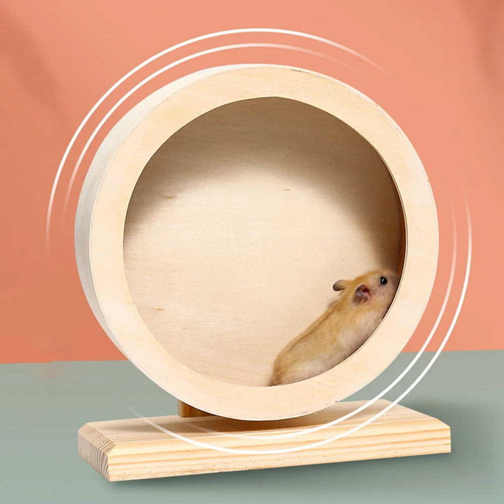 

Mute Wooden Jogging Cage Accessories Guinea Pig Small Pet Running Round Wheel Hamster Toy Running Disc Pet Exercise