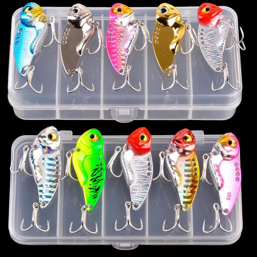 5Pcs/Box Metal VIB Fishing Lure 5g 7g 10g 12g 14g Vivid Vibrations Spoon Lure Bass Artificial Hard Bait Cicada Lure VIB Bait