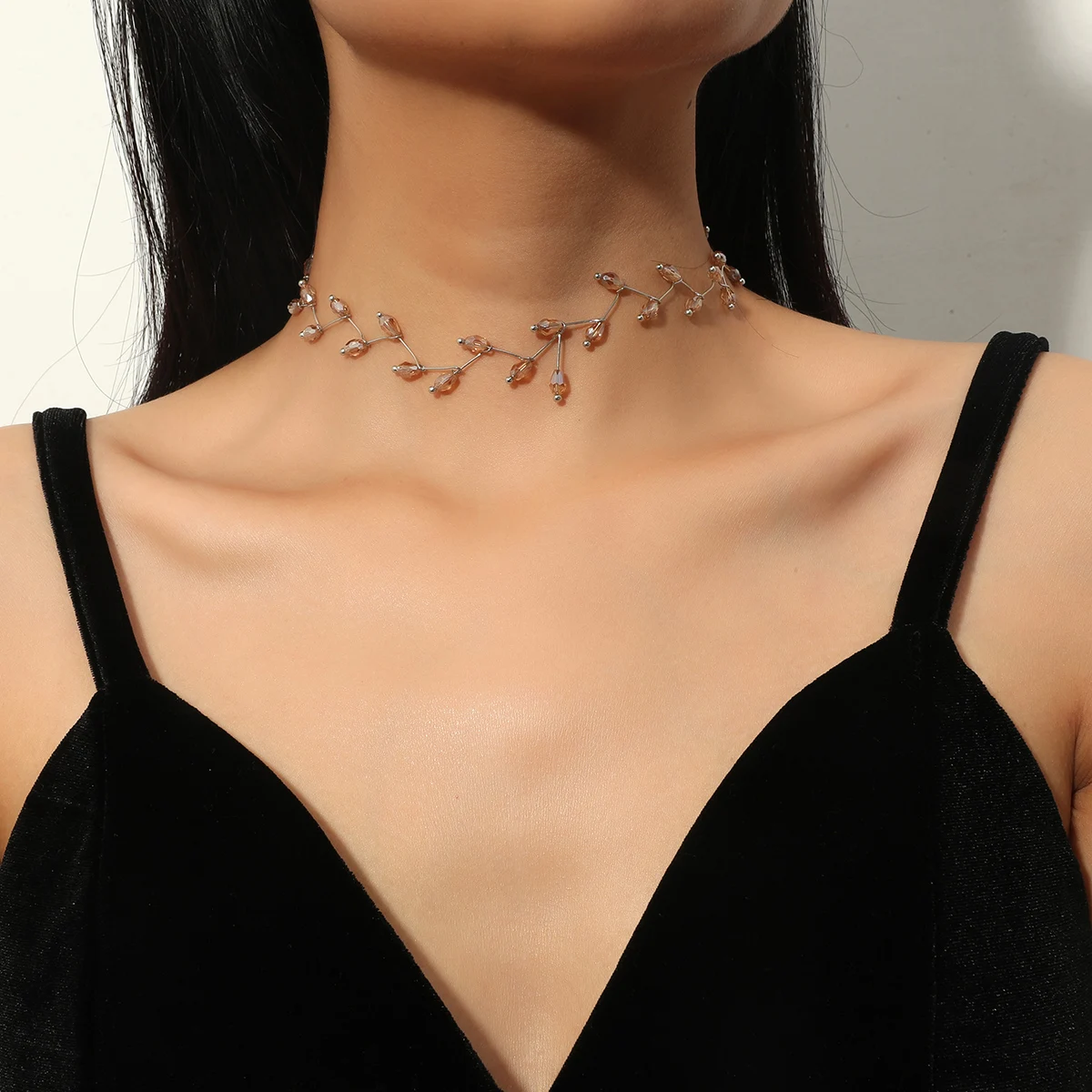 Женское Ожерелье из хрустального стекла с бусинами женское ожерелье для