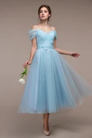 robe de soiree blue tulle quinceanera dress elegant cap sleeve lace up back formal bride wedding prom party dress