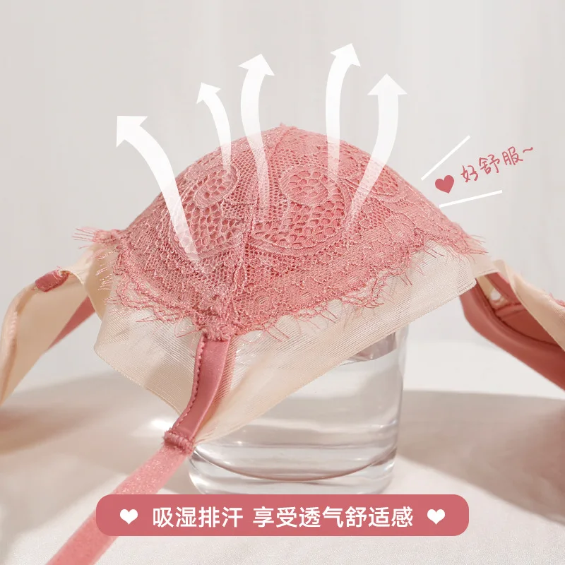 Sexy bra suit for Women Lace bras Wireless Elegant Lingerie French triangle cup Thin brassiere
