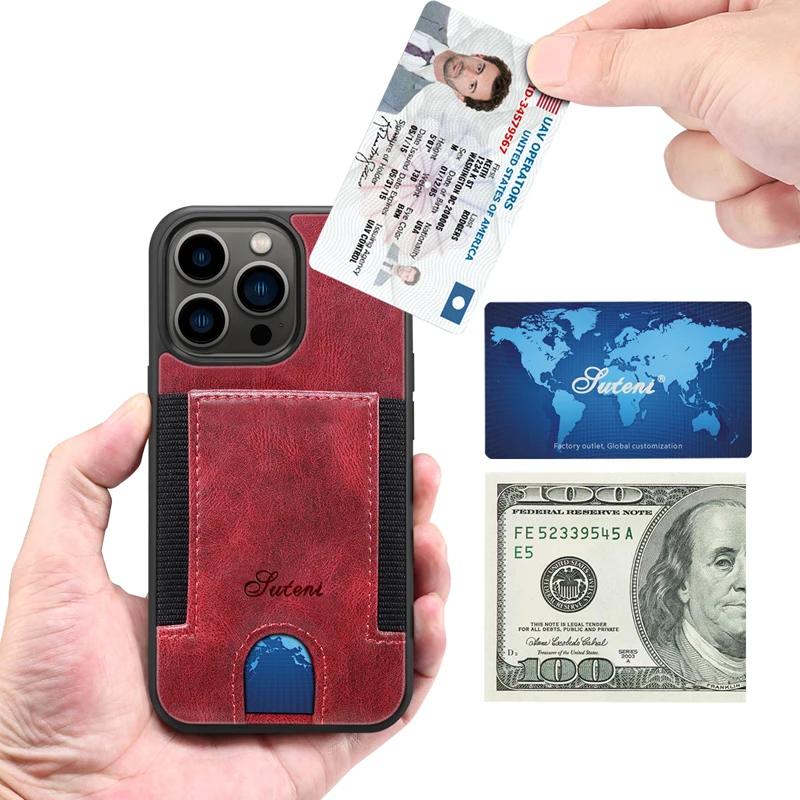 Wallet Card Pocket Pu Leather Phone Case For Iphone 12 With Credit-card Holder Shockproof Protective Bag