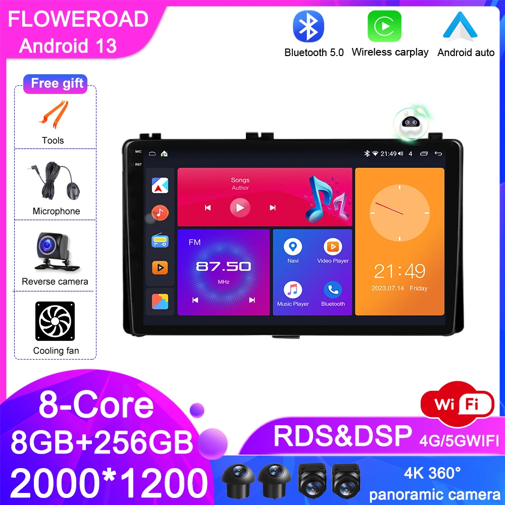 

Стерео Android 13 для Toyota Corolla 11 Auris E180 2017 2018, автомобильное радио, мультимедийный видеоплеер, навигация GPS DSP BT IPS 360 Cam