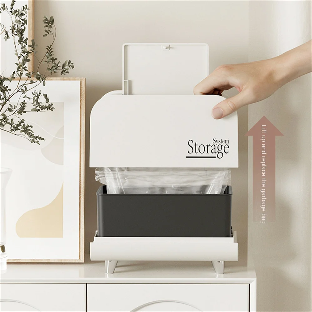 

Trash Can Household Daily Necessities Large Belly Desk Sealed Household Cleaning Appliances Storage Cleaning Cylinder With Cover