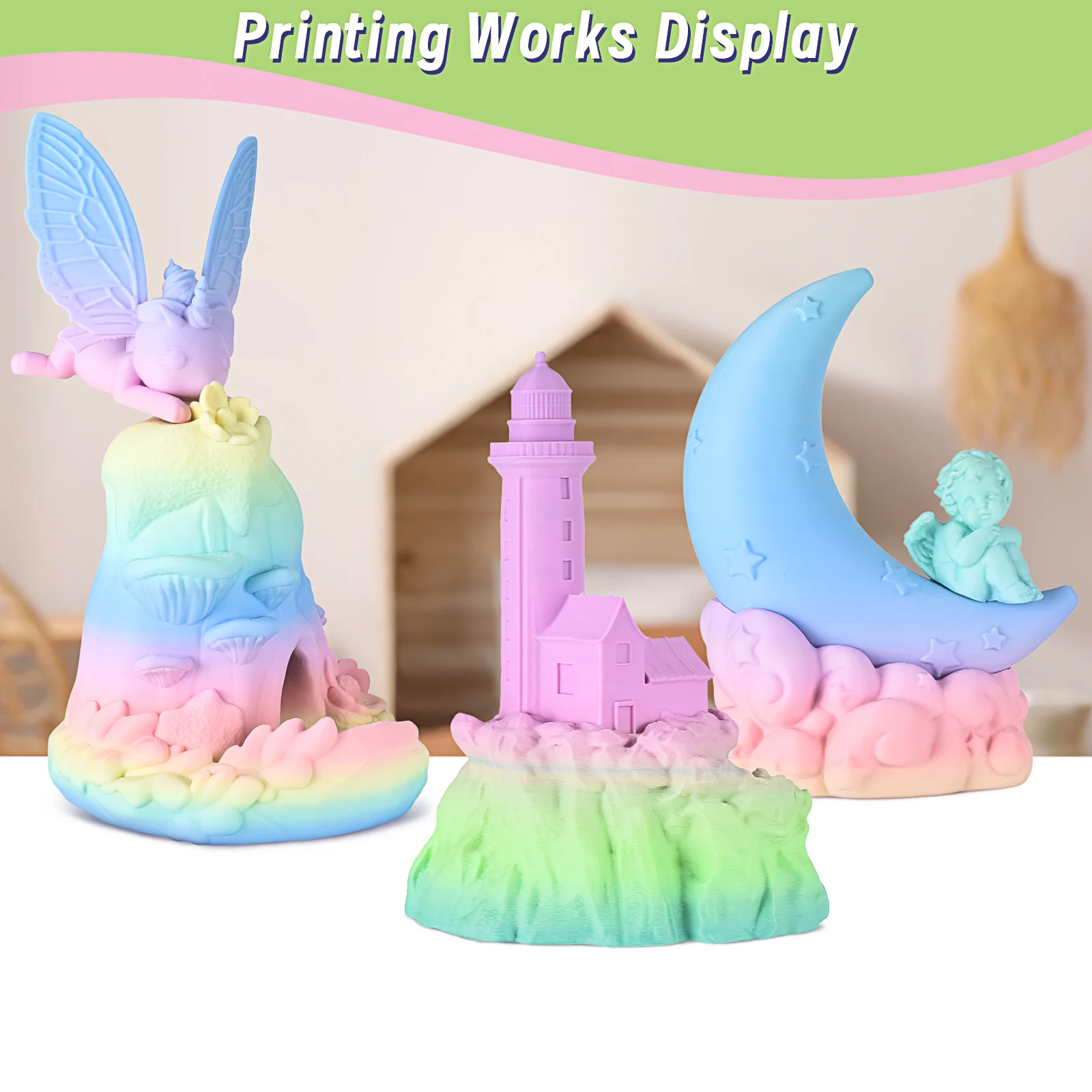 Фото Филамент для 3D-принтера ERYONE 3KG Matte Rainbow PLA 1.75 мм, премиум-класс, матовая градиентная многоцветная отделка, без бликов, рулон 1 кг, выгодный набор №3