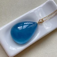 natural blue aquamarine water drop pendant brazil women men fashion 31 522 5mm 18k gold aquamarine jewelry necklace aaaaaa